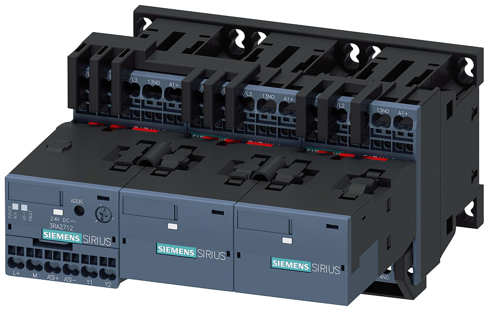 SIEMENS - SIE3RA24168XH312BB4 Teleavviatore stella-triangolo con AS-i AC-3, 7,5 kW/400 V DC 24 V, a 3 poli S00