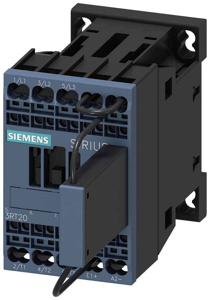 SIEMENS - SIE3RT20172KB421LA0 Contattore per applicazioni ferroviarie, AC-3e, 5,5 kW/400 V, DC 24 V, 0,7 ... 1,25*Us, a 3 poli, S00, per PLC