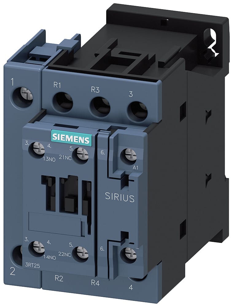 SIEMENS - SIE3RT25261AD00 Contattore, AC-3, 25 A/11 kW/400 V, 2NO+2NC, AC 42 V/50 Hz, a 4 poli, morsetti a vite, 1NO+1NC