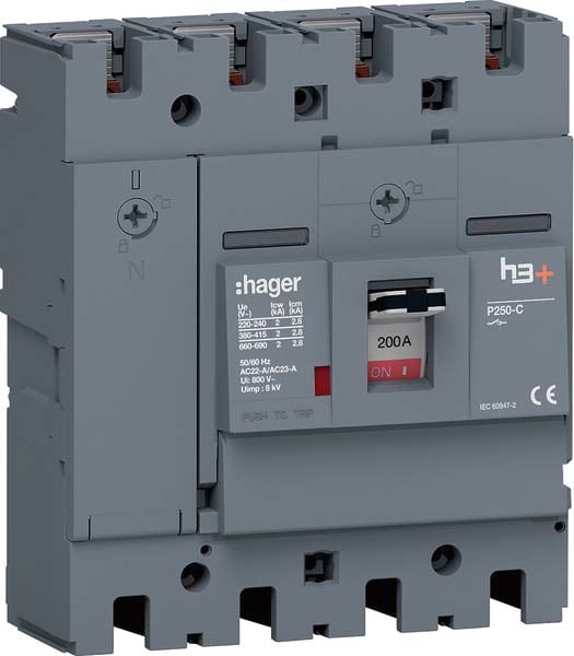 HAGER - HAGHCT201AR INT MAN SEZ H3+ P250 4P 200A