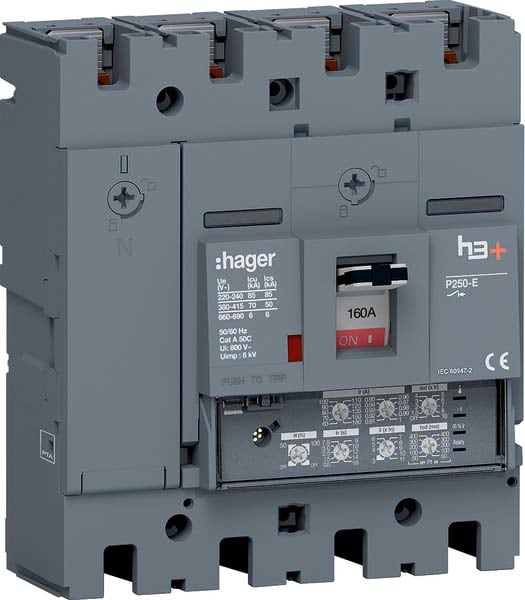 HAGER - HAGHET161JR INT AUT H3+ P250 LSI 4P 160A 70KA N REG
