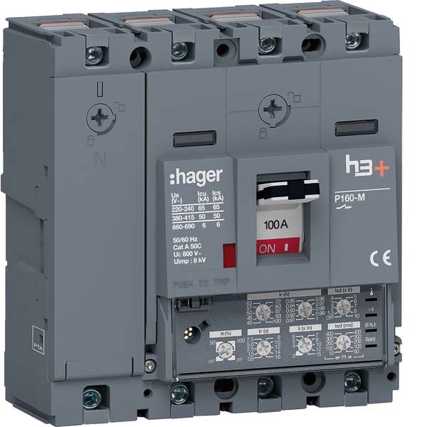 HAGER - HAGHMS101JC INT AUT H3+ P160 LSI 4P 100A 50KA N REG