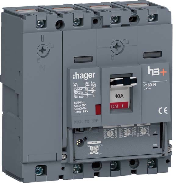 HAGER - HAGHNS041GC INT AUT H3+ P160 LSNI 4P 40A 40KA N REG