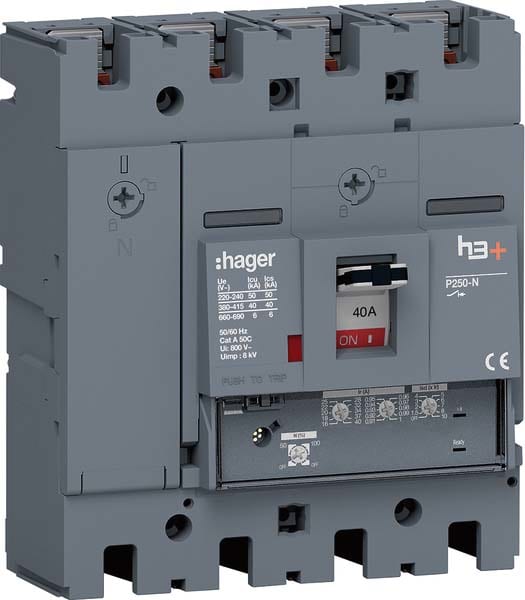 HAGER - HAGHNT041GR INT AUT H3+ P250 LSNI 4P 40A 40KA N REG