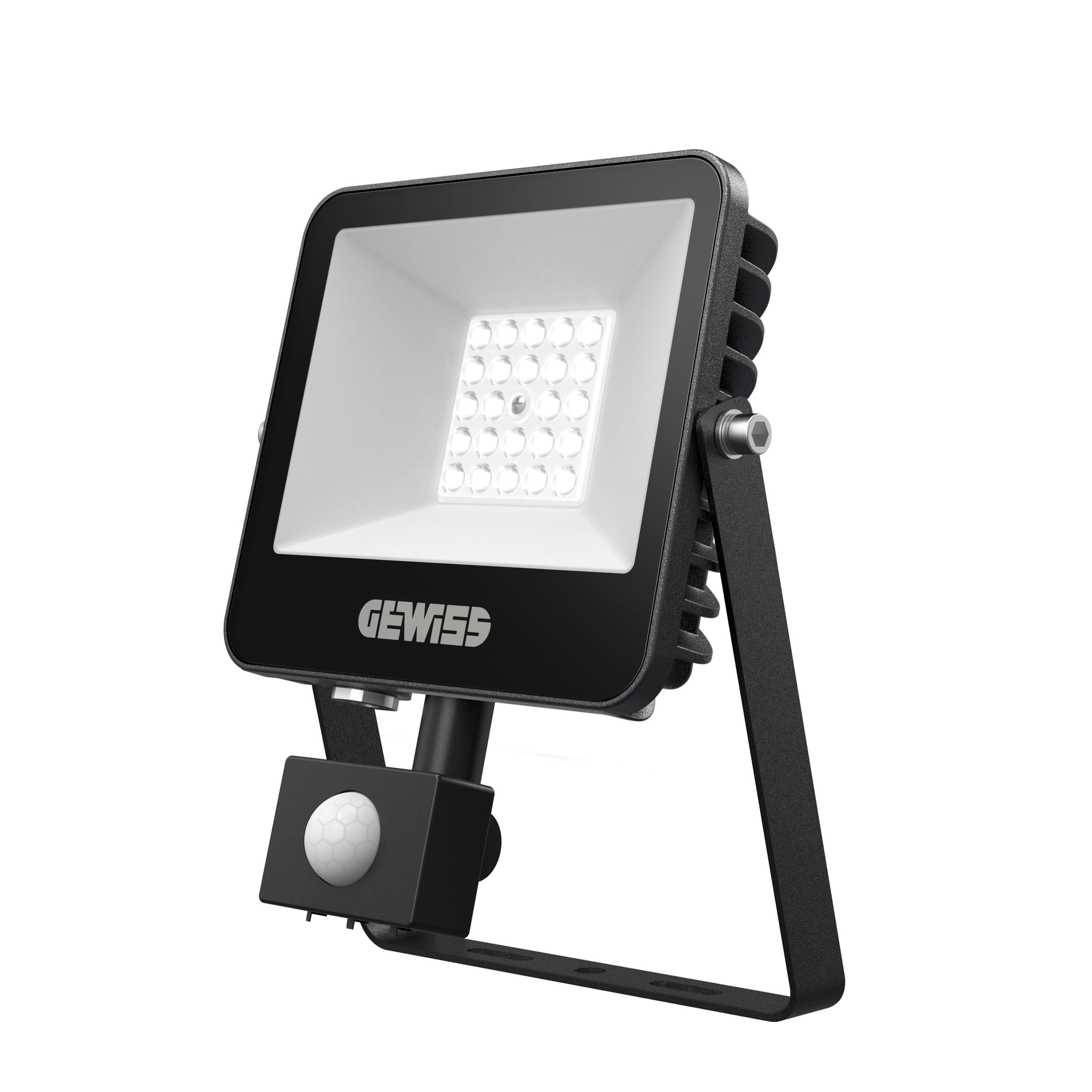 GEWISS - GEWGWF1105BL830 ELIA FL MINI - XS2 20W - 100° - 3000K CRI80 - ON/OFF + SENSORE PIR - IP66 - CLASSE I - NERO