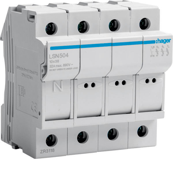 HAGER - HAGLSN504 PORTAFUSIBILE 10X38 3P + N 4M