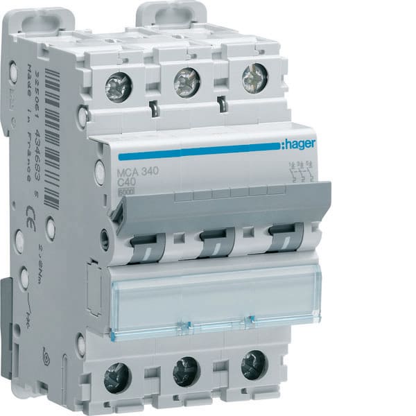 HAGER - HAGMCA340 INTERR. AUTOM.3P 40A 6 KA C 3M