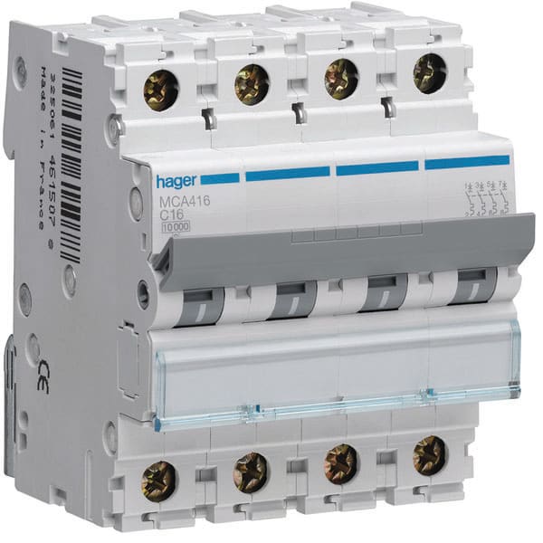 HAGER - HAGMCA416 INTERR. AUTOM.4P 16A 6 KA C 4M