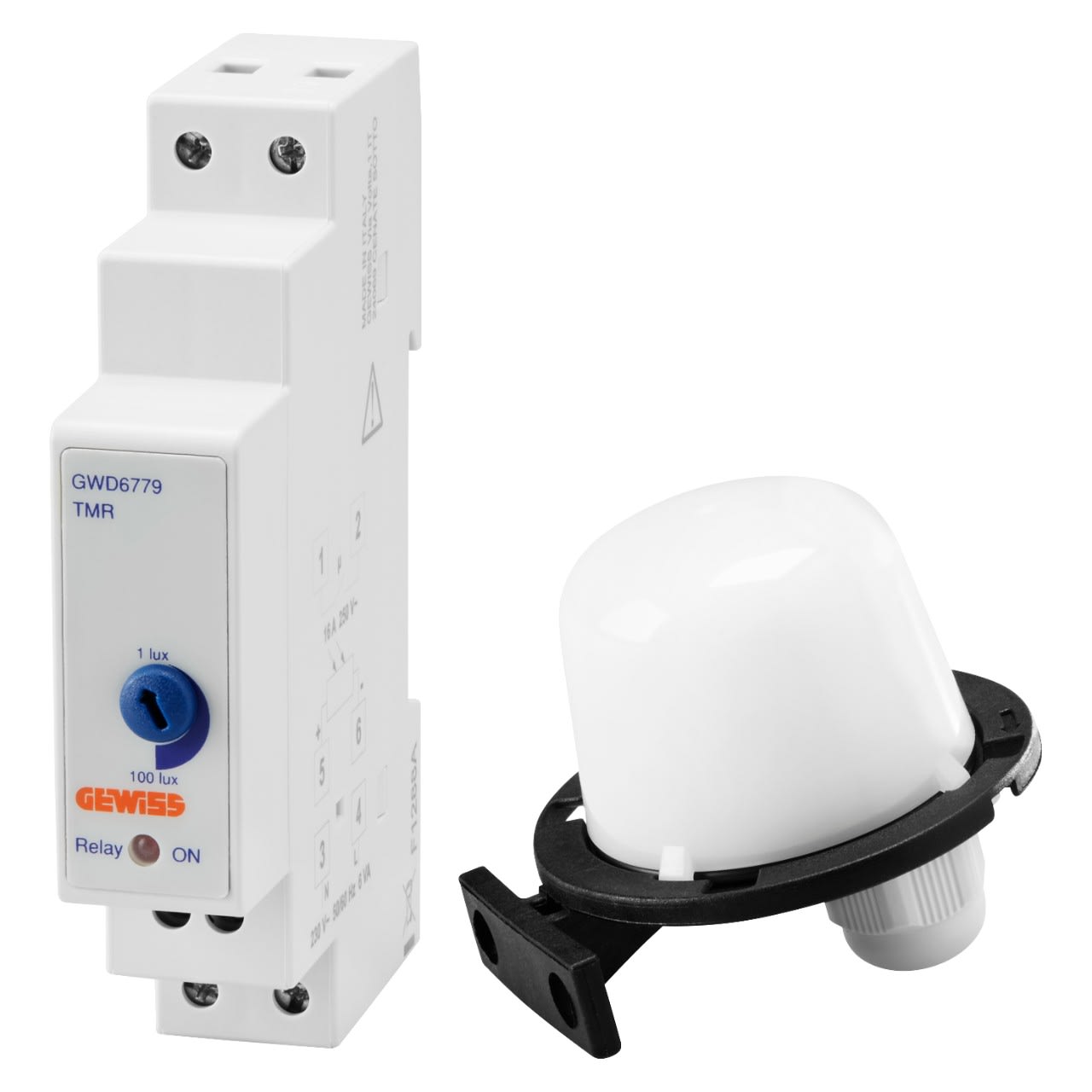 GEWISS - GEWGWD6779 INTERRUTTORE CREPUSCOLARE - SONDA ESTERNA INCLUSA - 1
100LUX - 1 CONTATTO NA - 1 MODULO