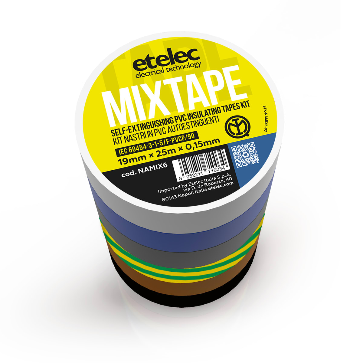 ETELEC ITALIA SPA - ETLNAMIX6 NASTRO ISOLANTE KIT 6COLORI ASSORTITI 19