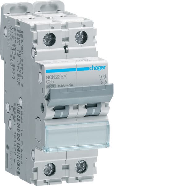 HAGER - HAGNCN225A INTERR. AUTOM. 2P 25A 10KA C 2M