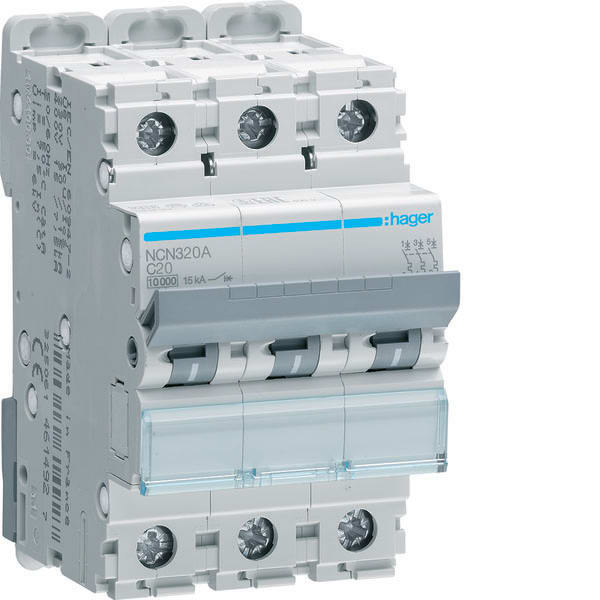 HAGER - HAGNCN320A INTERR. AUTOM. 3P 20A 10 KA C 3M