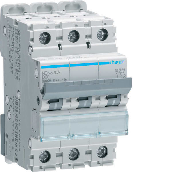 HAGER - HAGNDN320A INTERR. AUTOM. 3P 20A 10KA D 3M