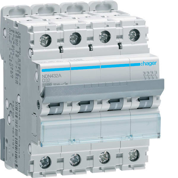 HAGER - HAGNDN432A INTERR. AUTOM. 4P 32A 10KA D 4M