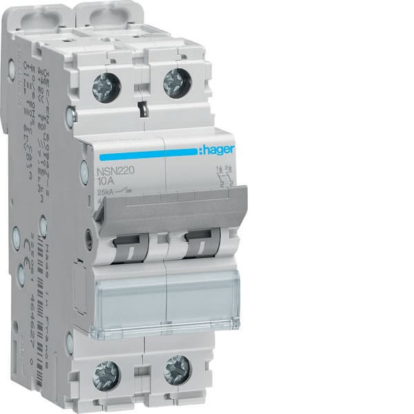 HAGER - HAGNSN220 INTERRUTTORE AUTOMATICO 2P 20A 25KA D 2