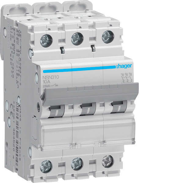 HAGER - HAGNSN310 INTERRUTTORE AUTOMATICO 3P 10A 25KA D 3