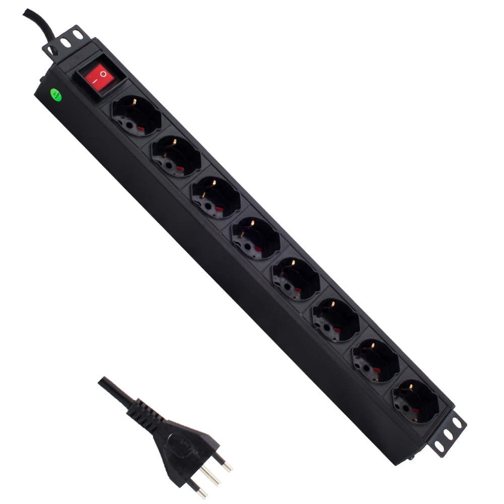 LINK4COM SRLS - LK4PS1U8PI-A 8 prese 19 1U Int lum 16A 230V cavo 3m