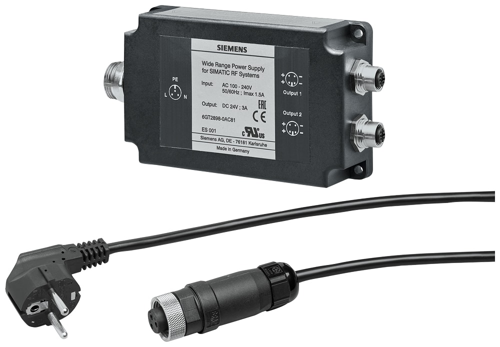 SIEMENS - SIE6GT28980AC00 Alimentatore da rete wide-range con cavo di rete EU per sistemi SIMATIC RF