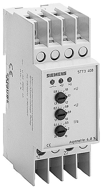 SIEMENS - SIE5TT3408 Relè di tensione AC 230/400 V 2CO 0,9/1,3+0,7/1,1 con calotta trasparente