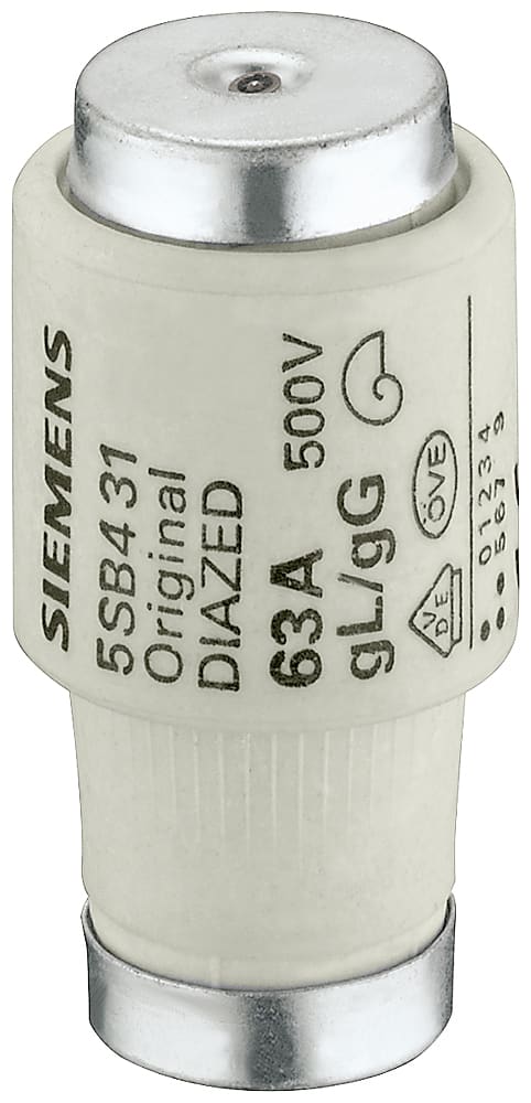 SIEMENS - SIE5SB4311 Cartuccia fusibile DIAZED grandezza costruttiva DIII In=63A Un=AC 500V/DC 440V