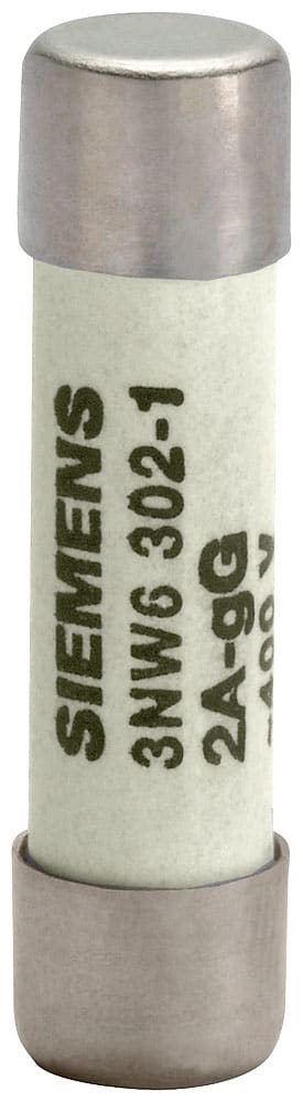 SIEMENS - SIE3NW63021 SENTRON, cartuccia fusibile cilindrica, 8 x 32 mm, 2 A, gG, Un AC: 400 V