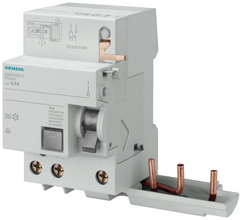 SIEMENS - SIE5SM28358 Blocco differenziale, a 3 poli, tipo A, selettivo, In: 63 A, 1000 mA, Un AC: 400 V, per 5SY