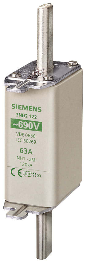 SIEMENS - SIE3ND2124 Cartuccia fusibile NH, NH1, In: 80 A, aM, Un AC: 690 V, segnalazione frontale