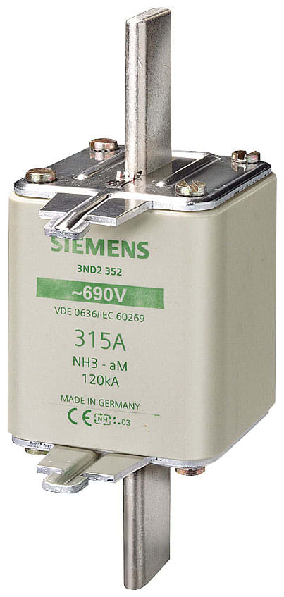 SIEMENS - SIE3ND1372 Cartuccia fusibile NH, NH3, In: 630 A, aM, Un AC: 690 V, segnalazione frontale