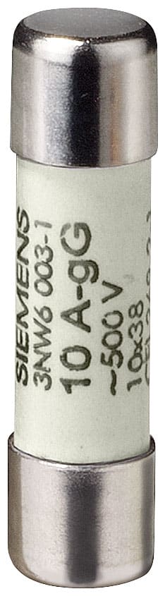 SIEMENS - SIE3NW60071 SENTRON, cartuccia fusibile cilindrica, 10 x 38 mm, 20 A, gG, Un AC: 500 V