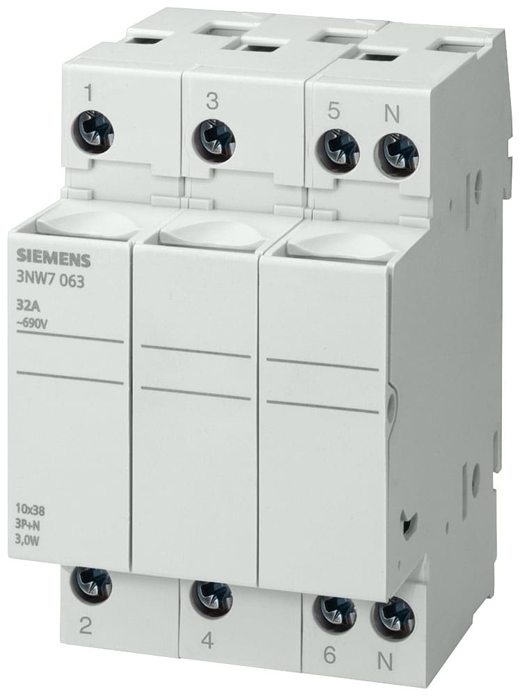 SIEMENS - SIE3NW7333 SENTRON, portafusibili per fusibili cilindrici, 8 x 32 mm, a 3 poli, In: 20 A, Un AC: 400 V