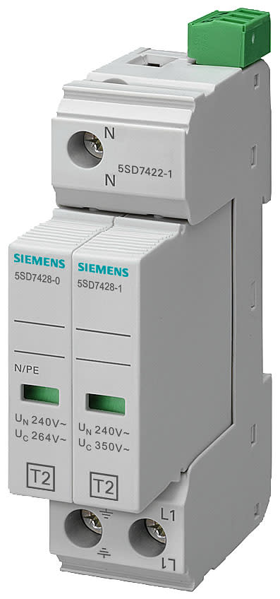 SIEMENS - SIE5SD74221 Scaricatore di sovratensione tipo 2, classe di requisiti C, UC 350 V moduli di protezione