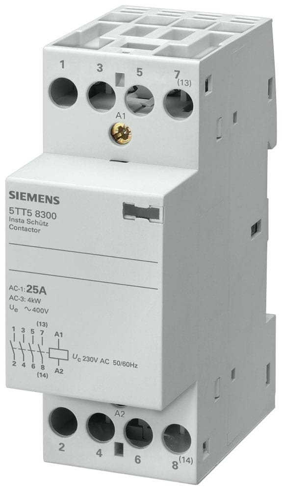 SIEMENS - SIE5TT58311 Contattore INSTA con 3 contatti NO e 1 contatto NC, contatto per AC 230 V, 400 V 25 A