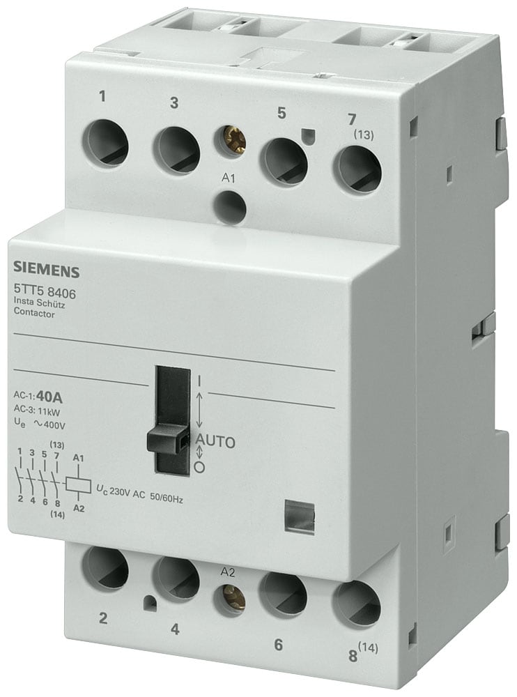 SIEMENS - SIE5TT58506 Contattore INSTA 0/1-automatico con 4 contatti NO, contatto per AC 230 V, 400 V 63 A