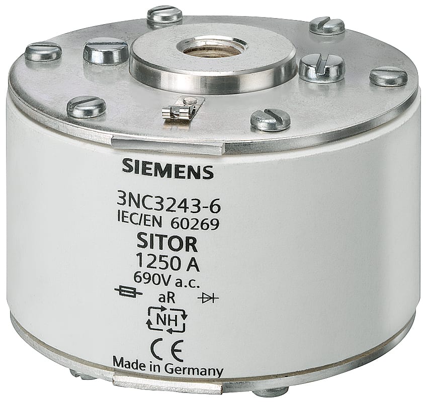 SIEMENS - SIE3NC32436B Cartuccia fusibile SITOR, con filettatura interna bilaterale, NH2, In: 1250 A, aR