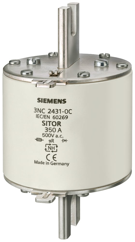 SIEMENS - SIE3NC84340C Cartuccia fusibile SITOR, con contatti a coltello scanalati, NH3, In: 500 A, gR