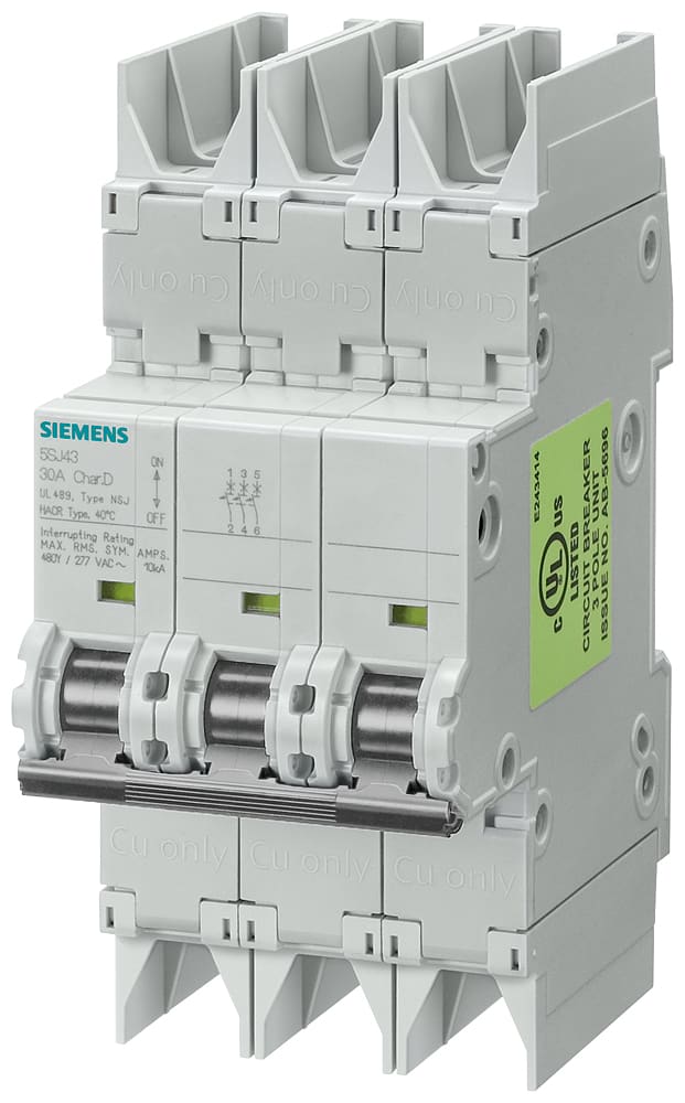 SIEMENS - SIE5SJ43327HG42 Interruttore magnetotermico 10 kA, a 3 poli, C, 32 A secondo UL 489 ... 480Y/277V