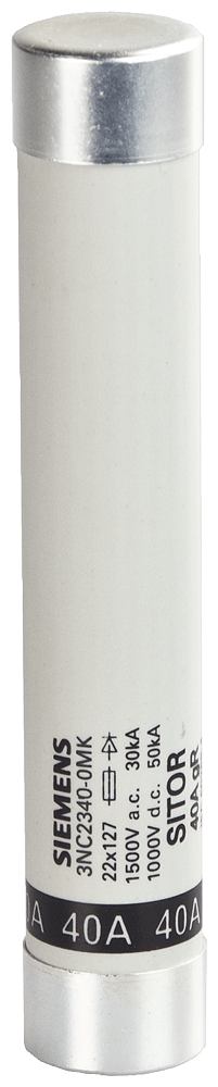 SIEMENS - SIE3NC23010MK Cartuccia fusibile cilindrica SITOR, 22x127 mm, 1 A, gS, Un AC: 1500 V