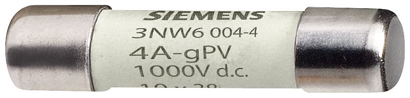 SIEMENS - SIE3NW60054 SENTRON, cartuccia fusibile cilindrica, 10 x 38 mm, 16 A, gPV, Un DC: 1000 V