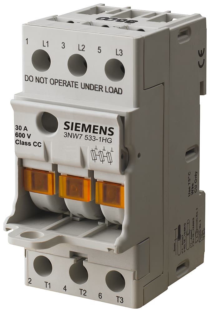 SIEMENS - SIE3NW70331 SENTRON, portafusibili per fusibili cilindrici, 10 x 38 mm, a 3 poli, In: 32 A, Un AC: 690 V