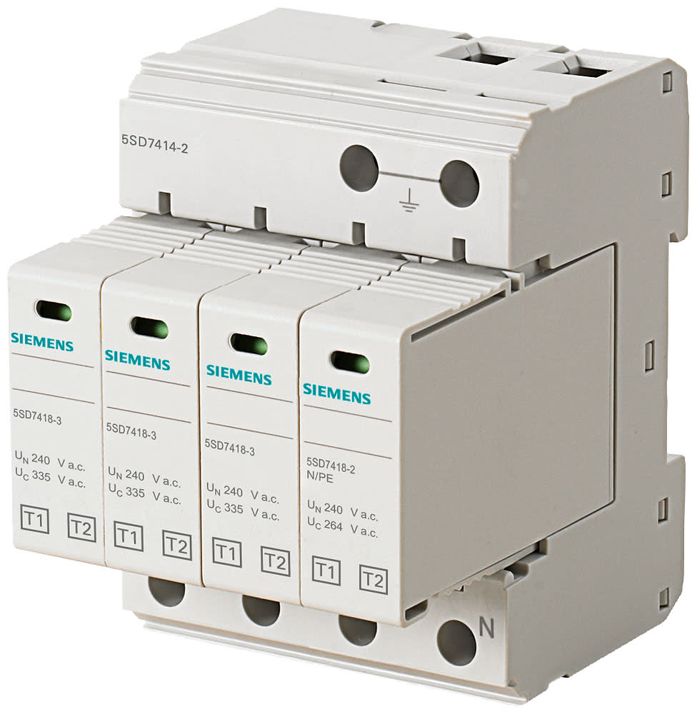 SIEMENS - SIE5SD74142 Scaricatore di sovratensione di origine atmosferica T1/T2, Un 240/400 V, UC AC 335/264 V, moduli di protezione