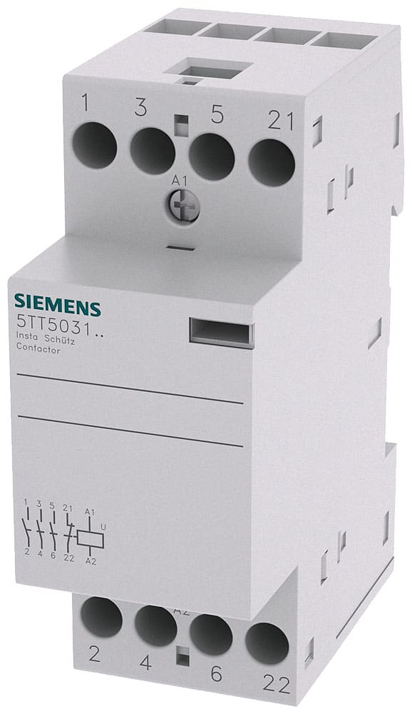 SIEMENS - SIE5TT58312 Contattore INSTA con 3 contatti NO e 1 contatto NC, contatto per AC 230 V, 400 V 25 A