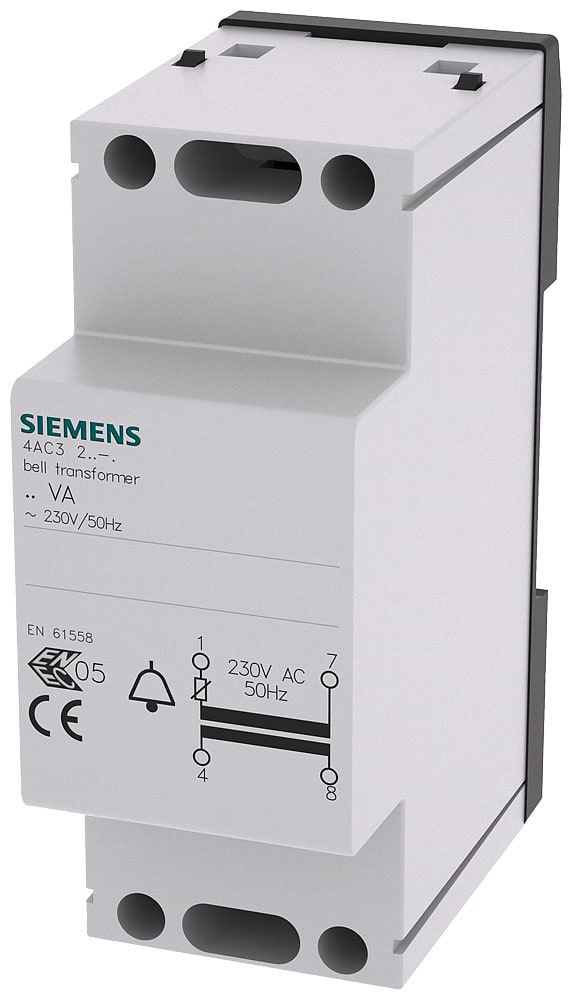 SIEMENS - SIE4AC32081 Trasformatore per campanelli e suonerie, 8 VA primario AC 230 ... 240 V, 50 Hz, secondario 8 V, AC 12 V