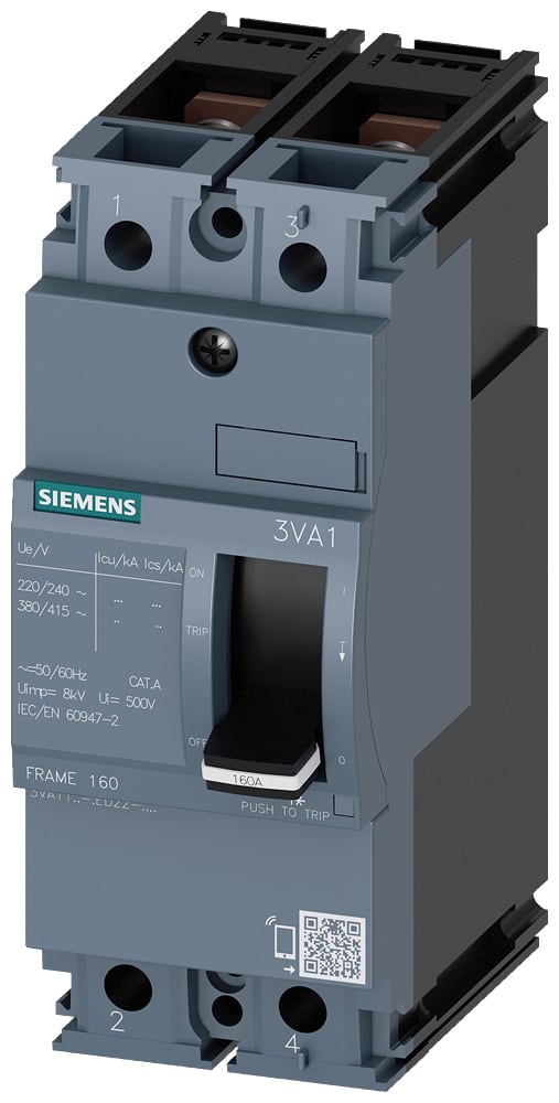 SIEMENS - SIE3VA11403ED220AA0 Interruttore automatico 3VA1 IEC Frame 160, classe del potere di interruzione N, Icu=25 kA con 415 V