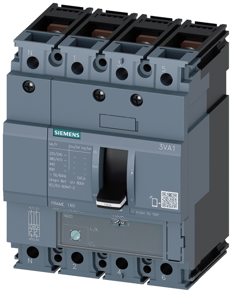 SIEMENS - SIE3VA11505GE420AA0 INT.AUT.3VA 50A 4P N100 55KA TM ATFM L/T