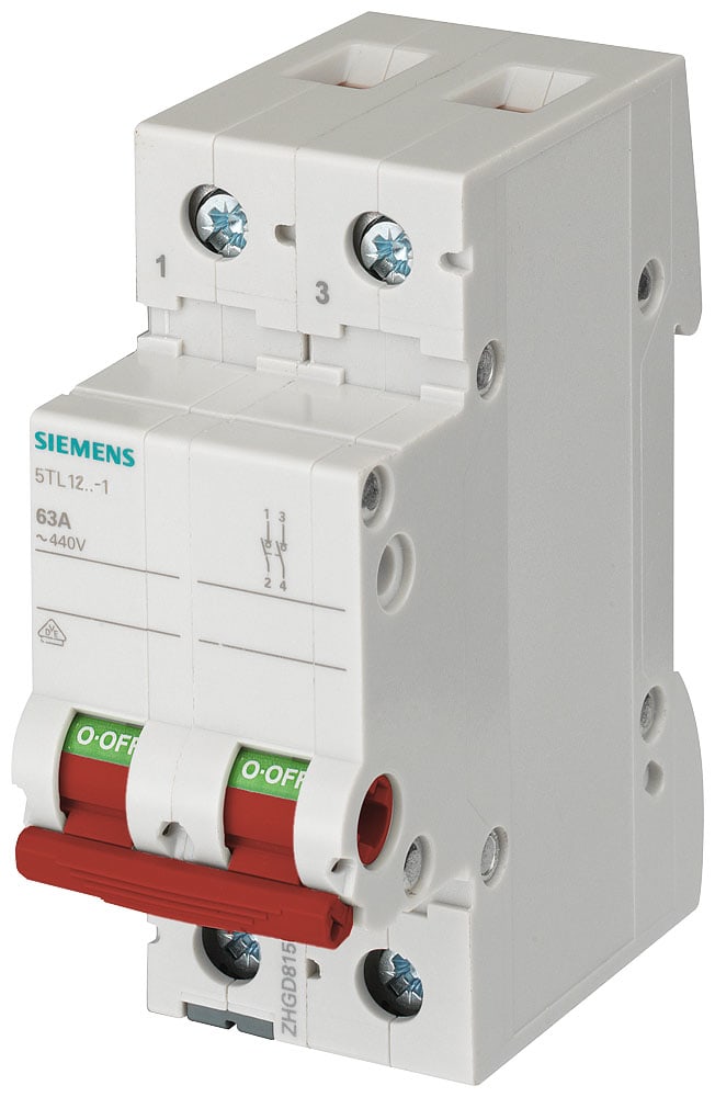 SIEMENS - SIE5TL12911 Interruttore ON/OFF 100 A 2 poli, con leva rossa