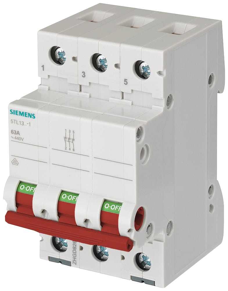 SIEMENS - SIE5TL13911 Interruttore ON/OFF 100 A 3 poli, con leva rossa