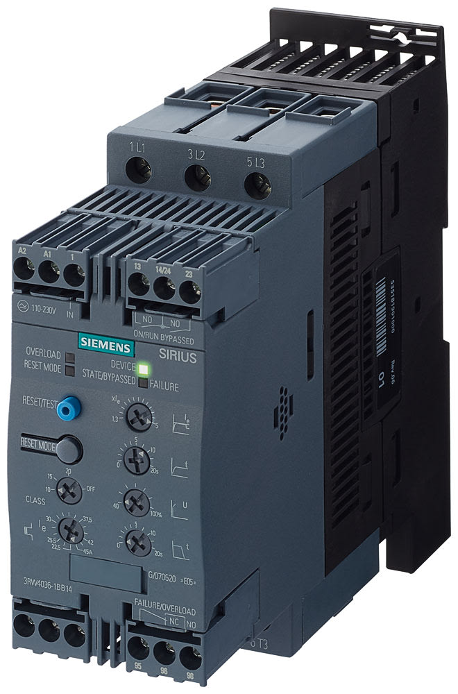 SIEMENS - SIE3RW40361BB04 Softstarter S2, 45 A, 22 kW/400 V, 40 gradi, AC 200 ... 480 V, AC/DC 24 V