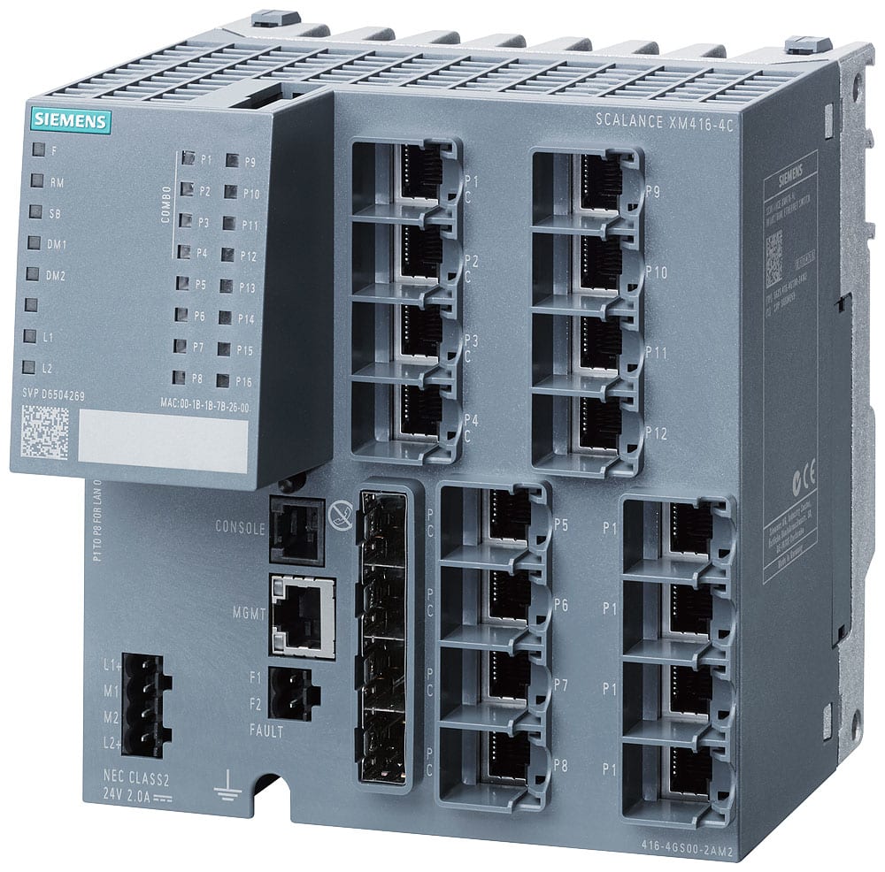 SIEMENS - SIE6GK54164GS002AM2 SCALANCE XM416-4C, managed switch Layer 2, 16x RJ45, 4x SFP, con 4 porte combo