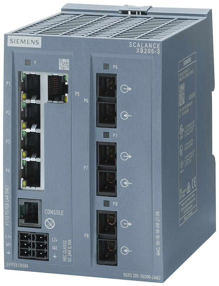 SIEMENS - SIE6GK52053BD002AB2 SCALANCE XB205-3, managed switch Layer 2, 5x RJ45, 3x multimode SC, def: PN IO