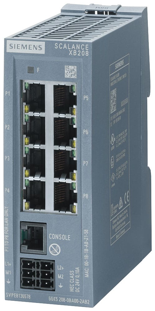 SIEMENS - SIE6GK52080BA002AB2 SCALANCE XB208, managed switch di Layer 2, 8x RJ45, def.: PN IO